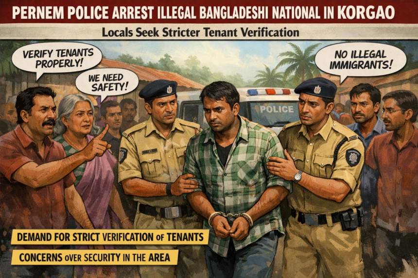 Pernem Police Arrest Illegal Bangladeshi National in Korgao, Locals Seek Stricter Tenant Verification 1 20260204 1102 Image Generation simple compose 01kgkj5rmqevybfv6yjzhf9kfh