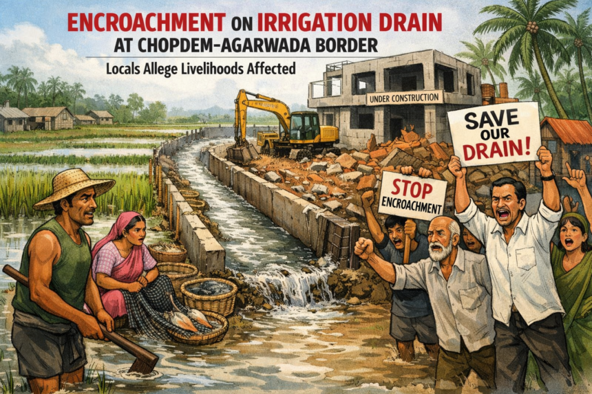 Locals Allege Encroachment on Irrigation Drain at Chopdem-Agarwada Border, Livelihoods Affected 1 20260204 1405 Image Generation simple compose 01kgkwn34rfgc9f3ra54ar8v2e