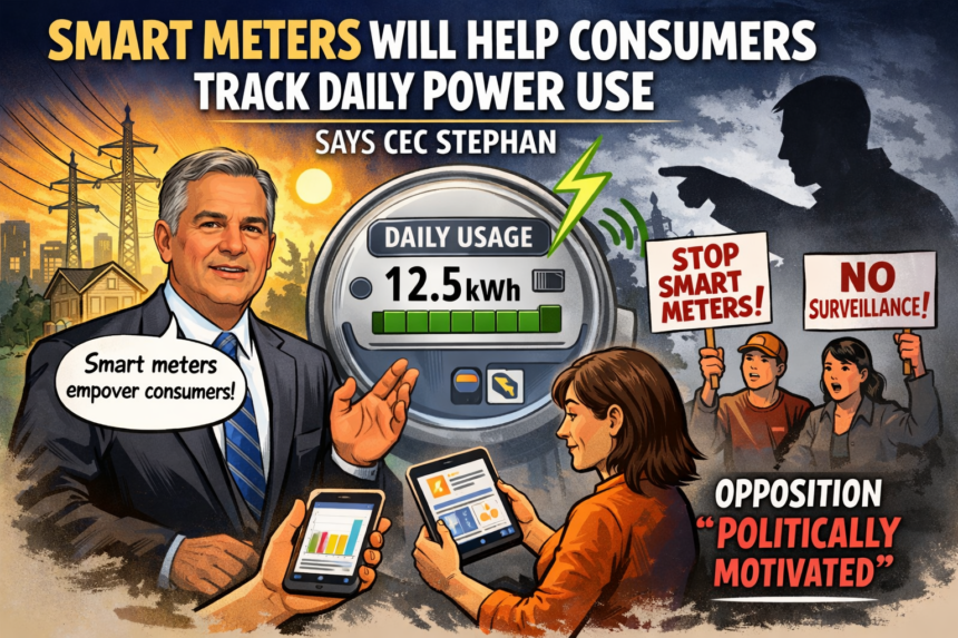 Smart Meters Will Help Consumers Track Daily Power Use, Says CEC Stephan; Calls Opposition Politically Motivated 1 20260205 1433 Image Generation simple compose 01kgpgmj0yfnztnemvq5ep5x68