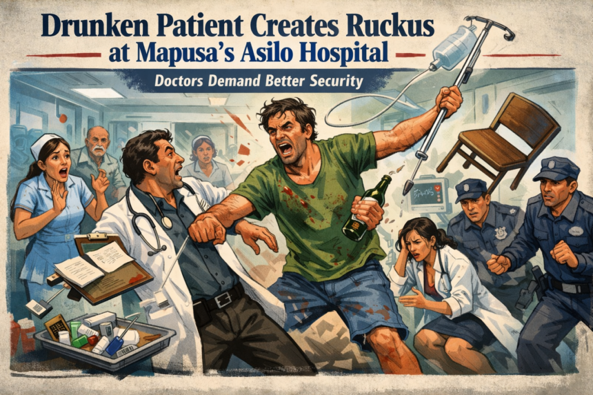 Drunken Patient Creates Ruckus at Mapusa’s Asilo Hospital, Doctors Demand Better Security 1 20260206 1123 Image Generation simple compose 01kgrr5z9hfmyb3r58hwgnvked