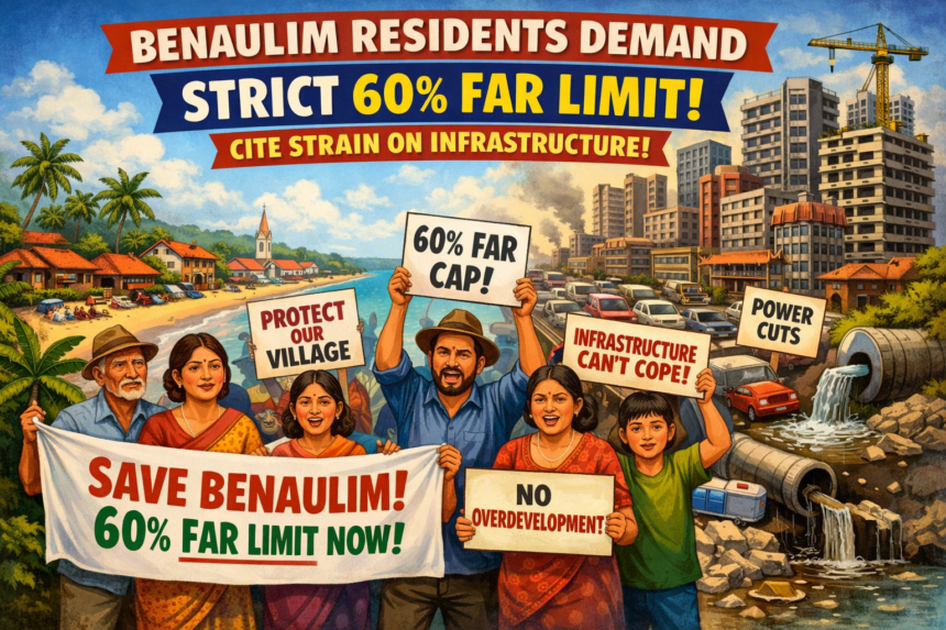 Benaulim Residents Demand Strict 60% FAR Limit, Cite Strain on Infrastructure 1 20260209 1038 Image Generation simple compose 01kh0ct17xfmkrjtb38chk4pm5
