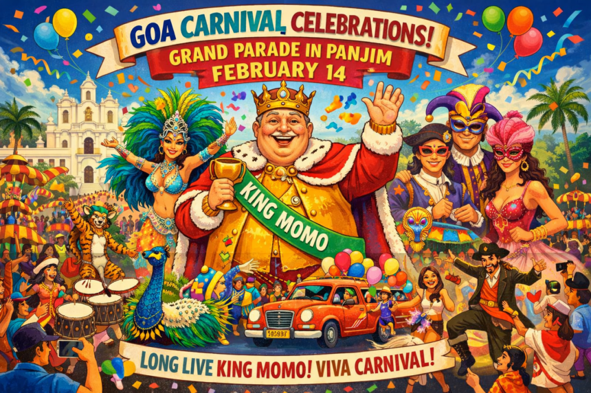Goa Gears Up for Vibrant Carnival Celebrations; King Momo to Lead Grand Parade in Panjim on February 14 1 20260214 0934 Image Generation simple compose 01khd54kx0eyta7wgzp755cegc