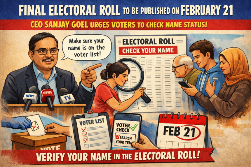Final Electoral Roll to Be Published on February 21: CEO Sanjay Goel Urges Voters to Check Name Status 1 20260216 0946 Image Generation simple compose 01khjakjgjf2n9045y84e1ss1t