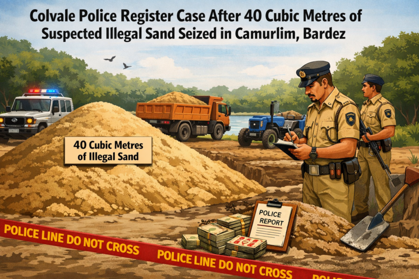 Colvale Police Register Case After 40 Cubic Metres of Suspected Illegal Sand Seized in Camurlim, Bardez 1 20260227 1250 Image Generation simple compose 01kjezgq4jfmctpa5cm3e8ppxh