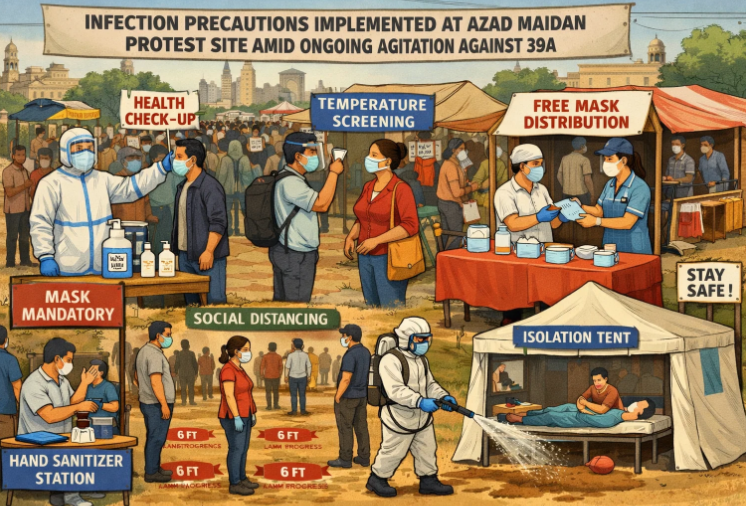 Infection Precautions Implemented at Azad Maidan Protest Site Amid Ongoing Agitation Against 39A 1 Screenshot 2026 02 25 115421