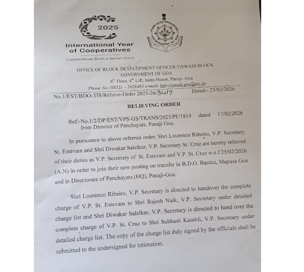 Santa Cruz Panchayat Secretary Diwakar Salelkar Relieved After BDO Order Amid Corruption Case 1 Screenshot 2026 02 26 111557