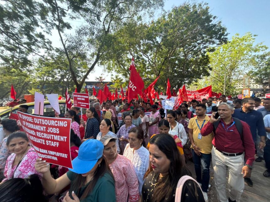 Hundreds Observe One-Day Strike in Panjim, March to Azad Maidan Against ‘Anti-Worker’ Policies 1 WhatsApp Image 2026 02 12 at 10.14.51 AM