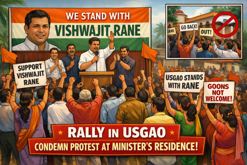 Supporters Rally for Vishwajit Rane at Usgao, Condemn Protest Outside Minister’s Residence 1 20260302 1450 Image Generation simple compose 01kjpxhcxrf2db7d2ygtadq40d