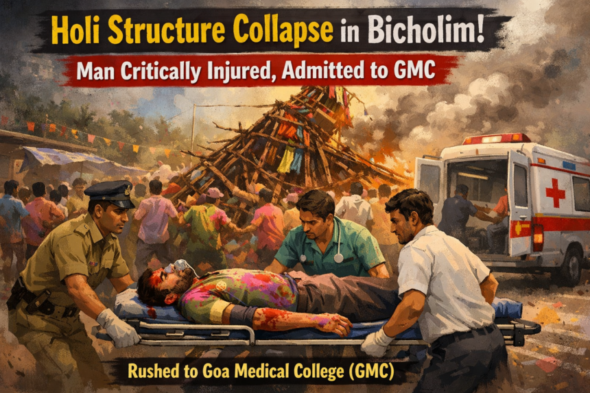Man Critically Injured After Holi Structure Collapse in Bicholim, Admitted to GMC 1 20260303 1040 Image Generation simple compose 01kjs1nkb4fq6se3jw3ag2qpt5
