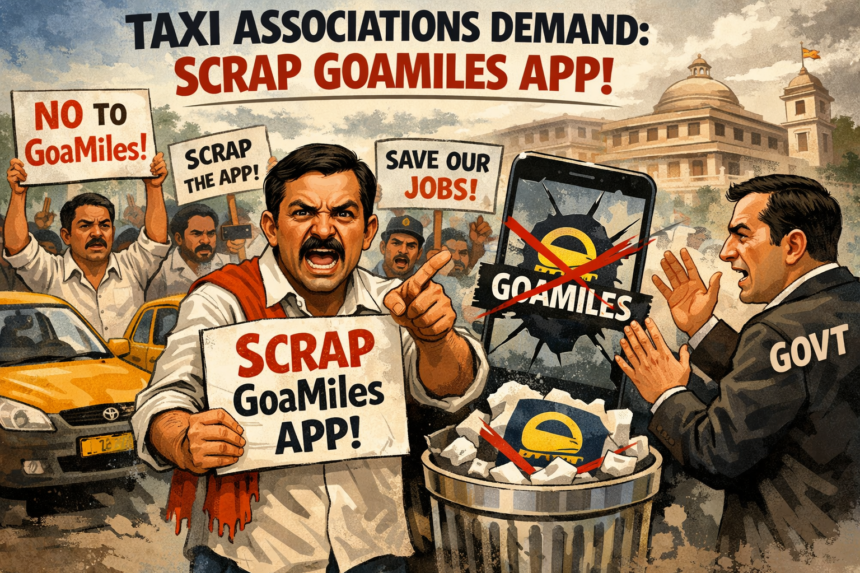 Taxi Associations Demand Scrapping of GoaMiles App Before Further Talks with Government 1 20260305 1419 Taxi Associations Protest simple compose 01kjyjzb50f67ay0x6agk6cvj0