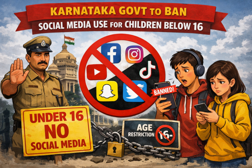 Karnataka Govt to Ban Social Media Use for Children Below 16, Announces CM Siddaramaiah 1 20260306 1218 Image Generation simple compose 01kk0yds27f3raecpmx55zket6