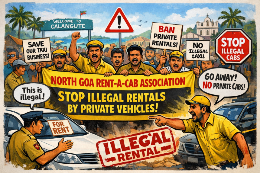 North Goa Rent-A-Cab Association Flags Illegal Rentals by Private Vehicles in Calangute 1 20260314 1521 Image Generation simple compose 01kknw2wete7qtpyqhan1a5b44
