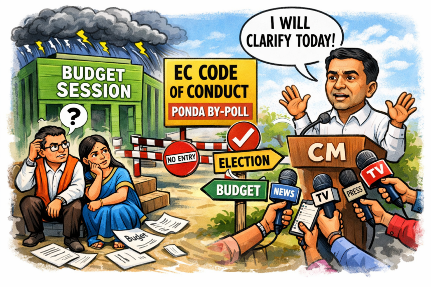 Uncertainty Over Budget Session Continuation Amid EC Code of Conduct for Ponda By-Poll; CM to Clarify Today 1 20260316 1206 Budget Session Uncertainty simple compose 01kktnpwhne19sxs889k9g73r1