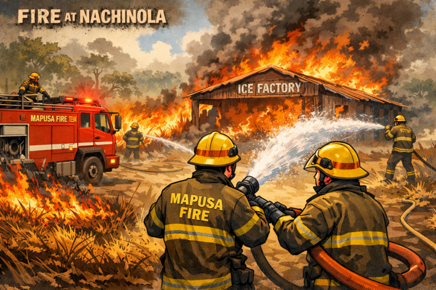 Fire Breaks Out in Nachinola, Spreads to Ice Factory Shed; No Injuries Reported 1 20260317 1543 Image Generation simple compose 01kkxmhen8e0zt5fcfnmbkr0tr