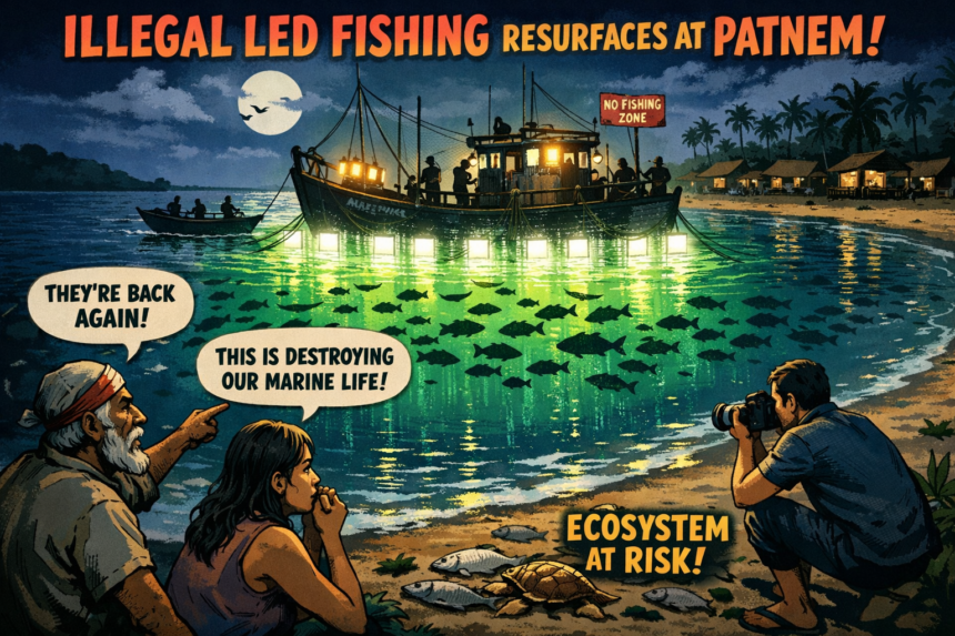 Illegal LED Fishing Resurfaces at Patnem; Councillor Shubham Komarpant Demands Strict Action 1 20260330 1103 Image Generation simple compose 01kmyknxztf9pvf8zy1maqf8qa