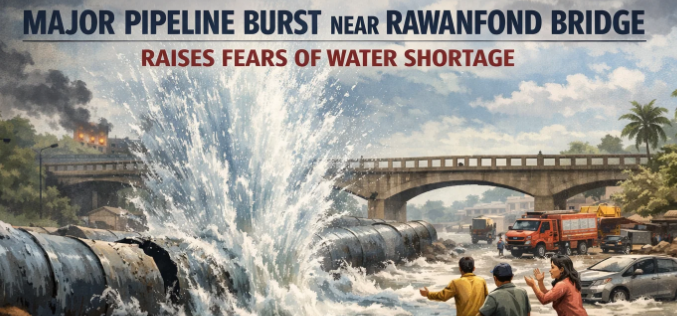Major Pipeline Burst Near Rawanfond Bridge Raises Fears of Water Shortage 1 Screenshot 2026 03 02 111122