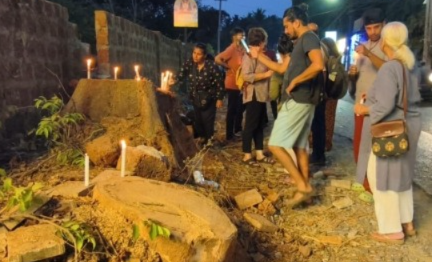 CANDLELIGHT PROTEST ERUPTS IN SIOLIM OVER TREE FELLING 1 1000000559