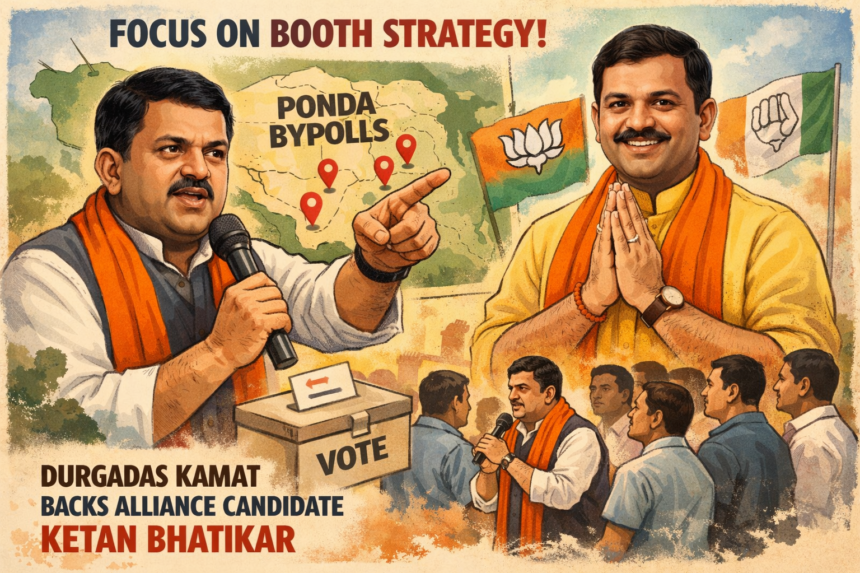 Durgadas Kamat Stresses Booth Strategy for Ponda Bypolls, Backs Alliance Candidate Ketan Bhatikar 1 20260404 1511 Image Generation simple compose 01knbxvca0egev91c3gwje55xe