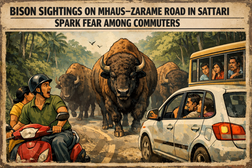 Bison Sightings on Mhaus–Zarame Road in Sattari Spark Fear Among Commuters 1 20260408 1203 Image Generation simple compose 01knnwpr5hf3nr08xvpfc7ax9s