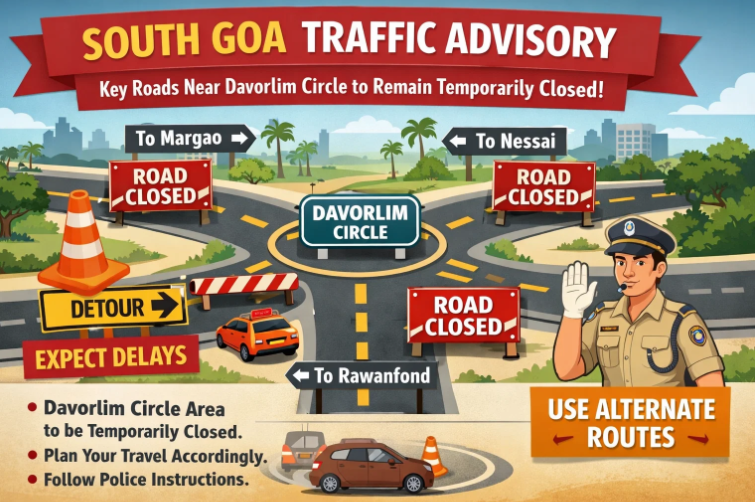 South Goa Traffic Advisory: Key Roads Near Davorlim Circle to Remain Temporarily Closed 1 Screenshot 2026 04 18 150059