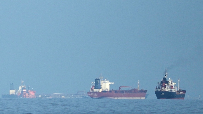 Trump Orders Naval Blockade Near Strait of Hormuz After Iran Talks Collapse 1 oil tankers and cargo ships line up in the strait of hormuz photo ap 132955686