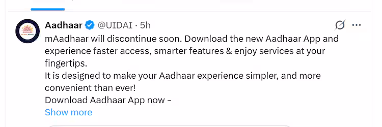 mAadhaar app to shut down soon as govt launches new Aadhaar app with upgraded security 2 aadhar