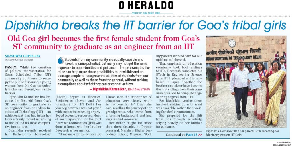 Dipshikha breaks the IIT barrier for Goa’s tribal girls 2 1000004037