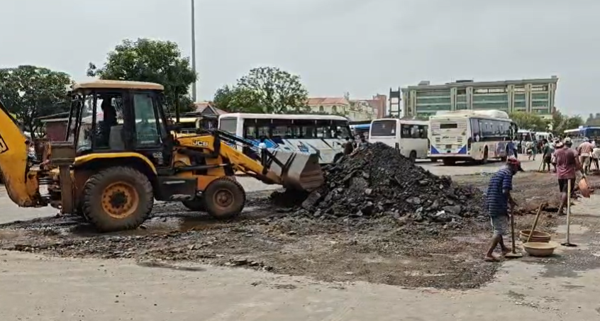 Herald Impact: Repairs Begin on Pothole-Ridden Road Inside Margao KTC Bus Stand 1 Screenshot 2026 08 01 115704