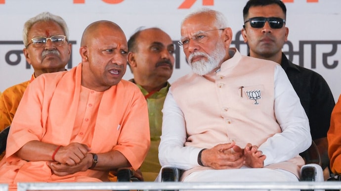 UP Shifts Away from NDA: INDIA Bloc Narrows the Margin in Latest MOTN Survey 1 pm modi and cm yogi 270641173