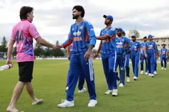 india edged home by just 2 runs in a curtailed 5 over encounter