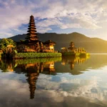 pura ulun danu bratan temple in bali island sunrise scaled 1