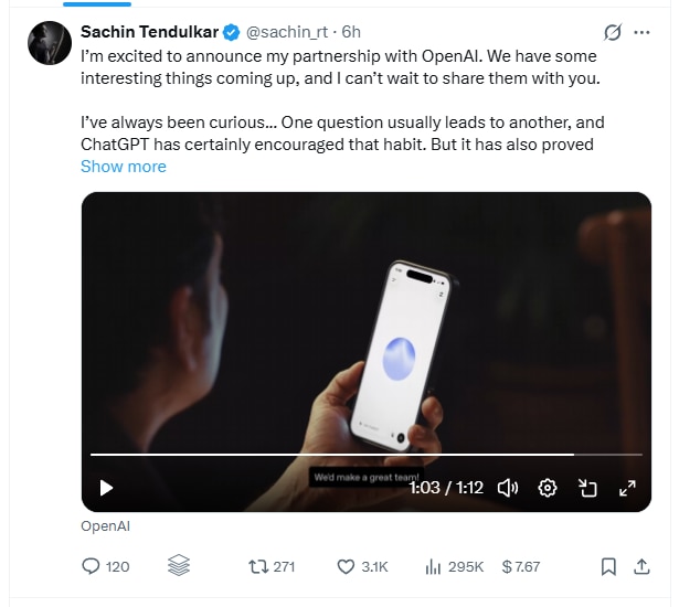 Sachin Tendulkar Joins Hands with OpenAI to Explore the Endless Possibilities of ChatGPT 1 sachin 1